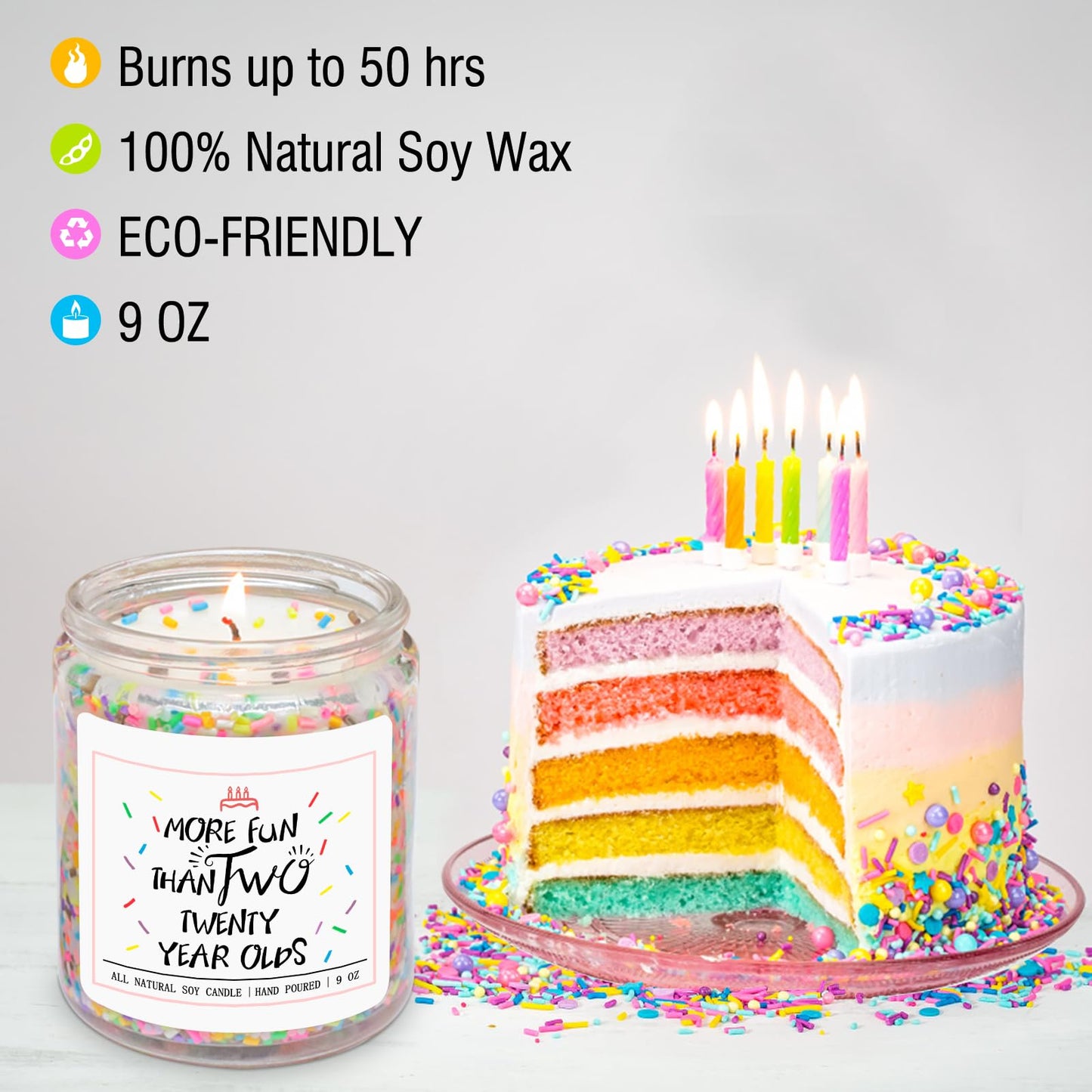 Homsolver 40th Birthday Gifts for Women, Perfect Ideas Birthday Decorations Candle Gift for Mom, Friends, Wife, Sister, Vanilla Cream Scent Handmade Aromatherapy Candles