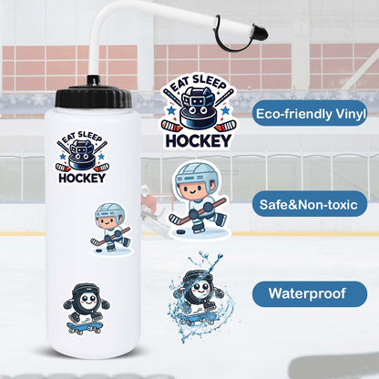100 Pcs Hockey Stickers,Hockey Party Favors,Hockey Gifts for Boys 8-12,Waterproof Vinyl Stickers for Water Bottle Helmet Laptop Computer Skateboard