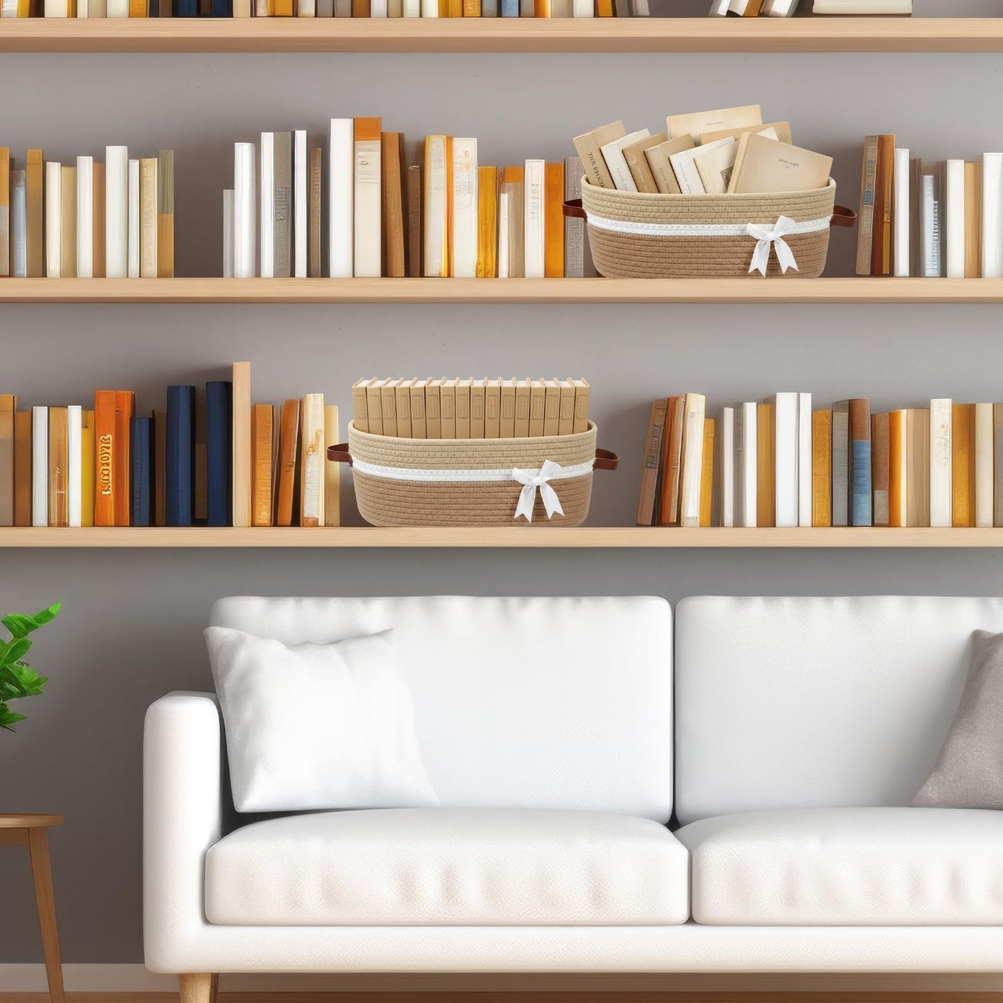 Colingmill 2026 Graduation Large Woven Basket for Gifts Empty Set with Gift Bags and Ribbon Gift Baskets and Wrapping Set Storage 14"x 10"x 5.5" Decorative Box for Class of 2026 Graduation(Yellow)