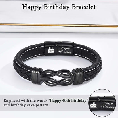 13th 16th 17th 18th 21st Birthday Gifts for Boys Him Male, Happy Birthday Leather Bracelet Gifts for 13 16 18 21 Year Old Boy Male Man Son Grandson Nephew Brother Friend with Sweet Birthday Card