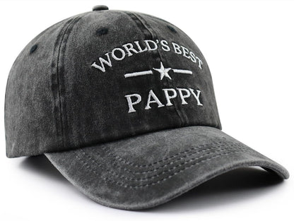 World's Best Dad Papa Pappy Grandpa Pops Papaw Hat for Men, Funny Adjustable Cotton Embroidered Father Baseball Cap
