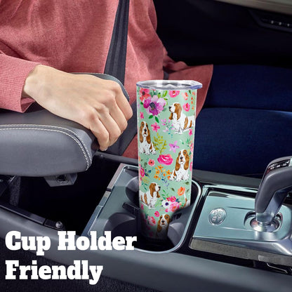 Basset Hound Gifts for Women Cute Dog Tumbler Coffee Cup for Women Basset Hound Travel Mug 20 Oz Stainless Steel Insulated Water Bottle With Lid and Straw