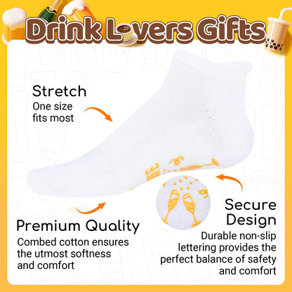 HAPPYPOP Funny Drink Socks for Men - Bourbon Whiskey Gifts, Champagne Gift for Women Drinker