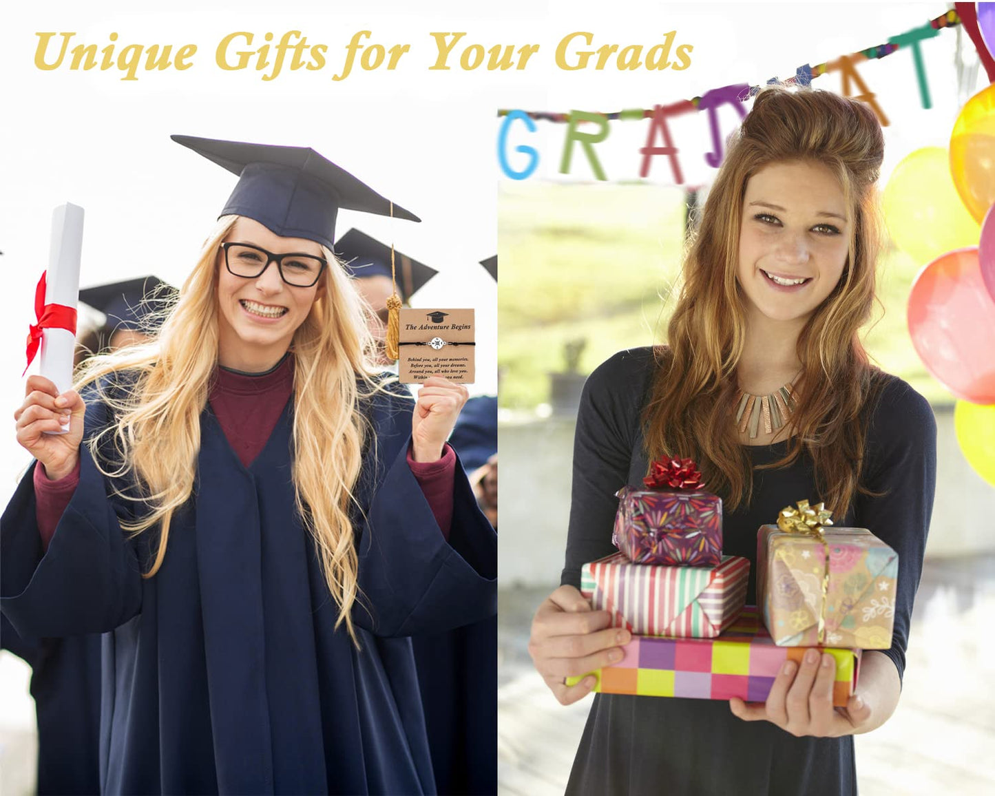 SAM & LORI Unique Grad Cap Box 2026 Graduation Gifts for Her/Him - Adjustable Unisex Bracelet for Primary/Middle School/High School/College Grads