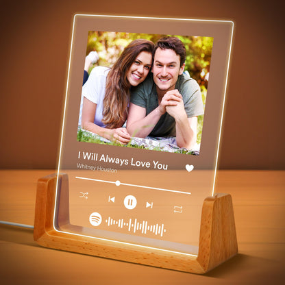 Personalized Gifts for Girlfriend, Mom, Her, Women, Wife, Mothers Day - Custom Spotify Plaque, Customized Picture Frame For Couple, Boyfriend, Him, Anniversary and Birthday, 6"x8" Acrylic Photo