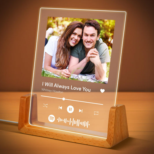 Personalized Gifts for Girlfriend, Mom, Her, Women, Wife, Mothers Day - Custom Spotify Plaque, Customized Picture Frame For Couple, Boyfriend, Him, Anniversary and Birthday, 6"x8" Acrylic Photo