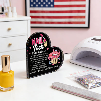 Nail Tech Gifts For Women Men Nail Salon Decor Heart Shaped Acrylic Sign Inspirational Gift For Nail Technician Thank You Gifts Birthday Girls Bedroom Home Salon Beauty Shop Decor 3.9x 3.9 Inches