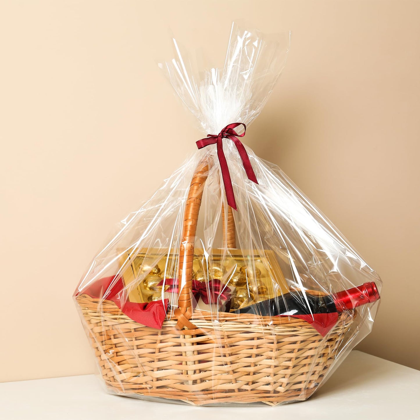 Morepack Extra Large Cellophane Bags,35x47 Inch Big Clear Basket Bags 10 Pcs Jumbo Cellophane/Cello Wrap for Gift Baskets
