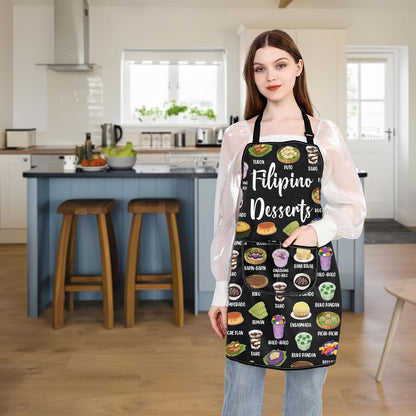 WSNANG Filipino Desserts Adjustable Kitchen Apron Filipino Food Cooking Apron Philippines Culture Travel Lover Gift