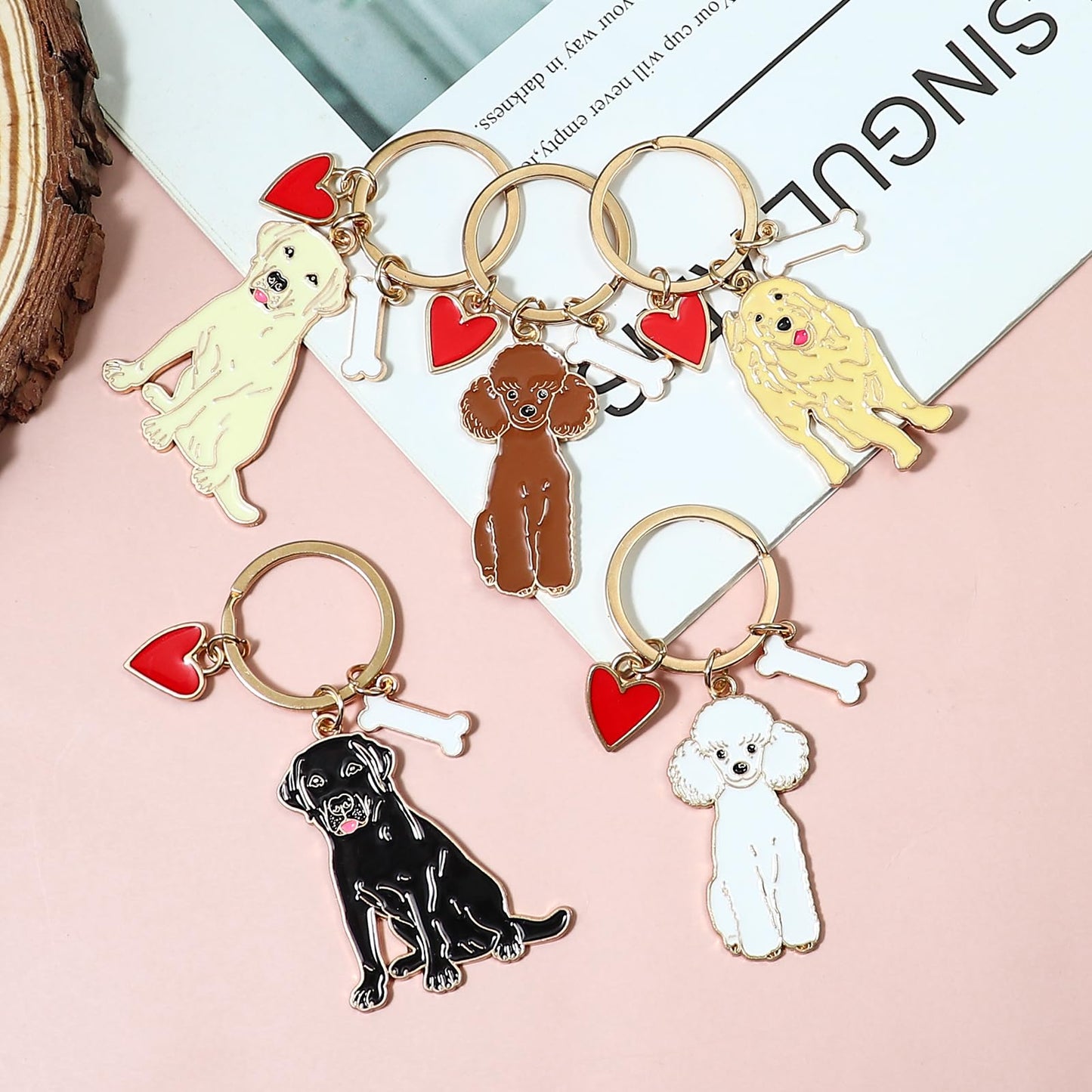 Cute Puppy Dog Keychain Golden Retriever Key Charm Keychain Pet Lover Keyring Gift