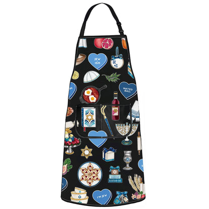 JNIAP Jewish Kitchen Apron Jewish Gift Hebrew Gift Hanukkah Apron Israeli Gift Ahava Love Apron Jewish Cooking Aprons