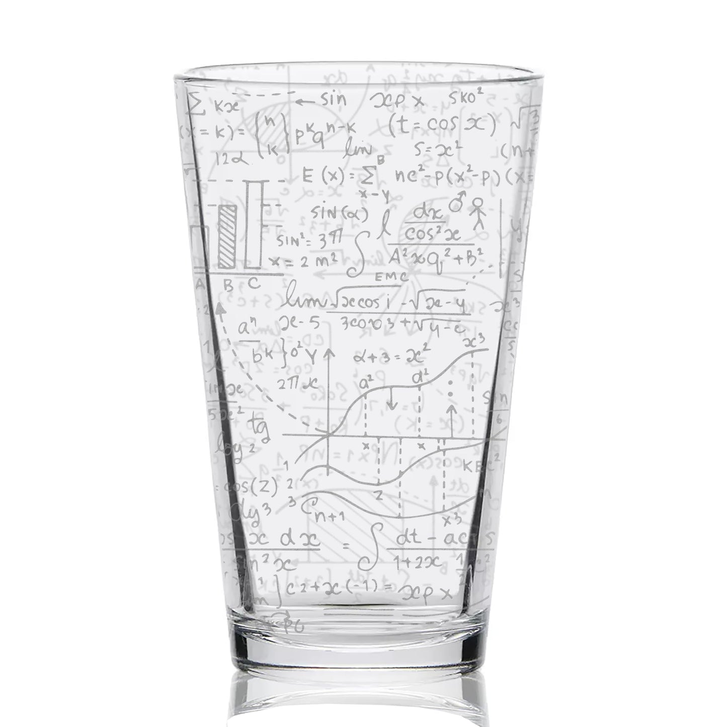 MATH EQUATIONS Engraved Pint Glass | Great Gift for Geeks, Nerds, Teachers and Students | Unique STEM and Mathematics Algebra Calculus Geometry Trigonometry Beer Decor