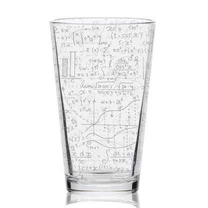 MATH EQUATIONS Engraved Pint Glass | Great Gift for Geeks, Nerds, Teachers and Students | Unique STEM and Mathematics Algebra Calculus Geometry Trigonometry Beer Decor