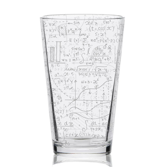 MATH EQUATIONS Engraved Pint Glass | Great Gift for Geeks, Nerds, Teachers and Students | Unique STEM and Mathematics Algebra Calculus Geometry Trigonometry Beer Decor