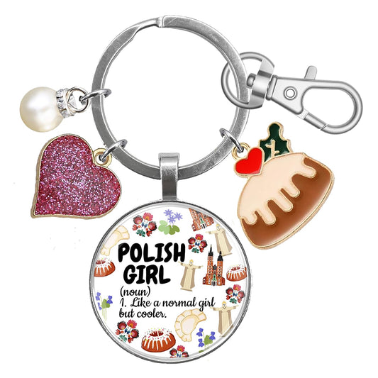 Polish Gifts Poland Lover Keychain for Christmas Graduation Birthday Retirement Poland Vacation Souvenir for Women Kids Mom Girl Trip Pierogi Theme Travel Jewelry Funny Polish Landmarks Keyring