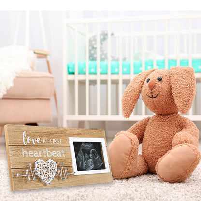 VILIGHT New Mom Gifts - Pregnancy Announcements Baby Gender Reveal Gifts - Love At First Heartbeat Sonogram Picture Frame for Standard 4" x 3" Ultrasound Photo