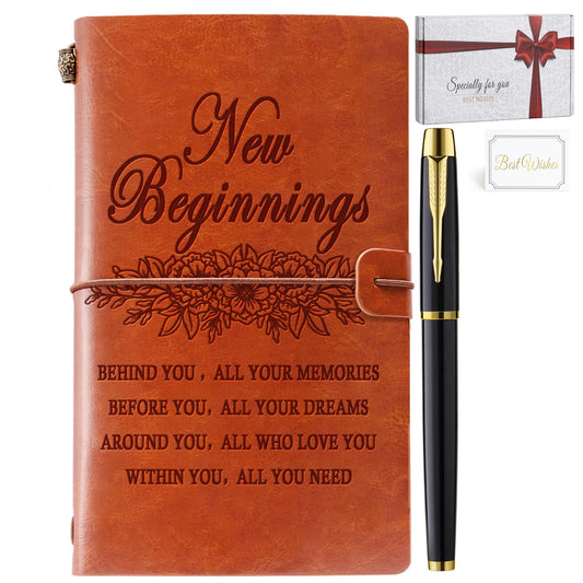 New Beginning Gifts for Women, Leather journal Notebook Divorce Gifts for Women Break Up Gifts for Women, Farewell Gifts Going Away Gifts Leaving Job Gifts New Job Gifts for Friends and Coworkers
