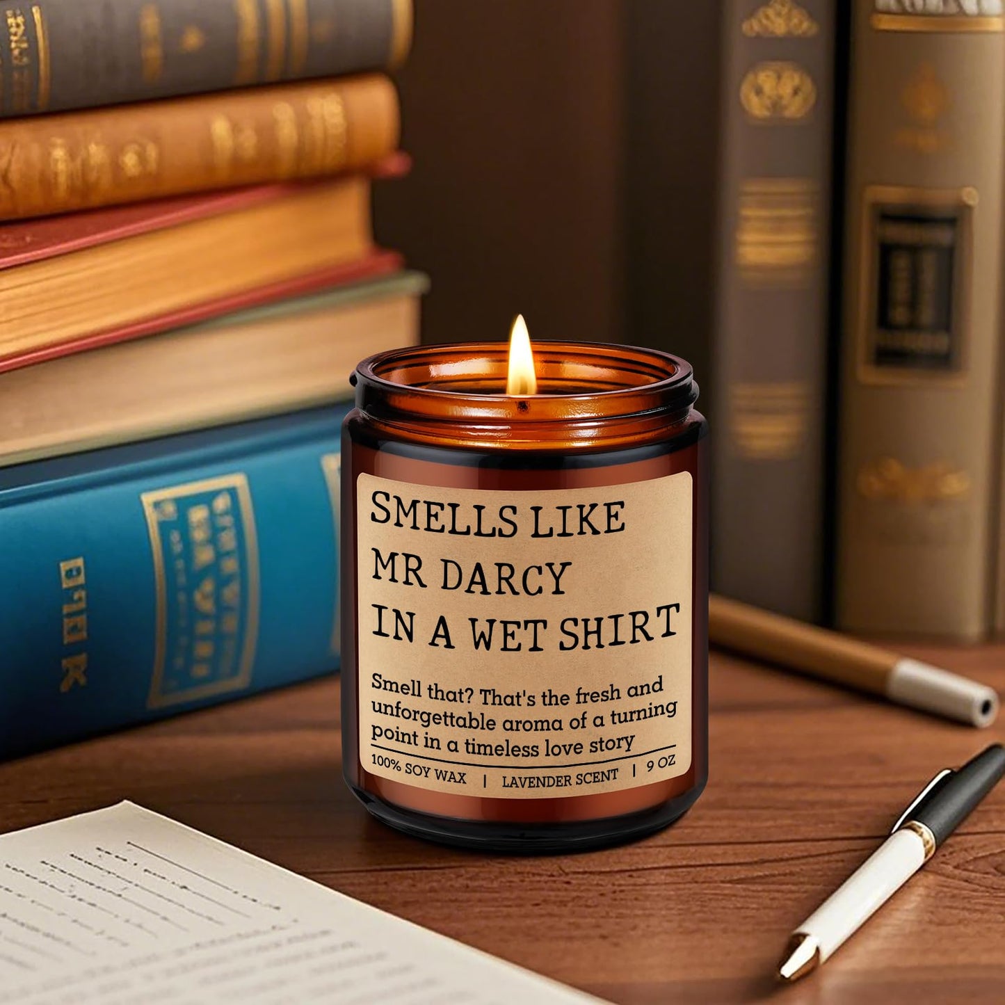 GSPY Mr Darcy Candle - Pride and Prejudice Gifts for Women, Men - Bookish, Reading, Literary, Book Lovers Gifts for Jane Austen Fans - Funny Mothers Day, Birthday Decor for Readers, Bookworm, Nerd