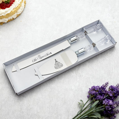 Mis Quince Años Quinceanera Cake Knife and Server Set - Sweet 15 Birthday Gifts for Girls, Feliz 15 Anos Party Decorations & Keepsake, Stainless Steel Cutting Set with Crystal Handles, Silver
