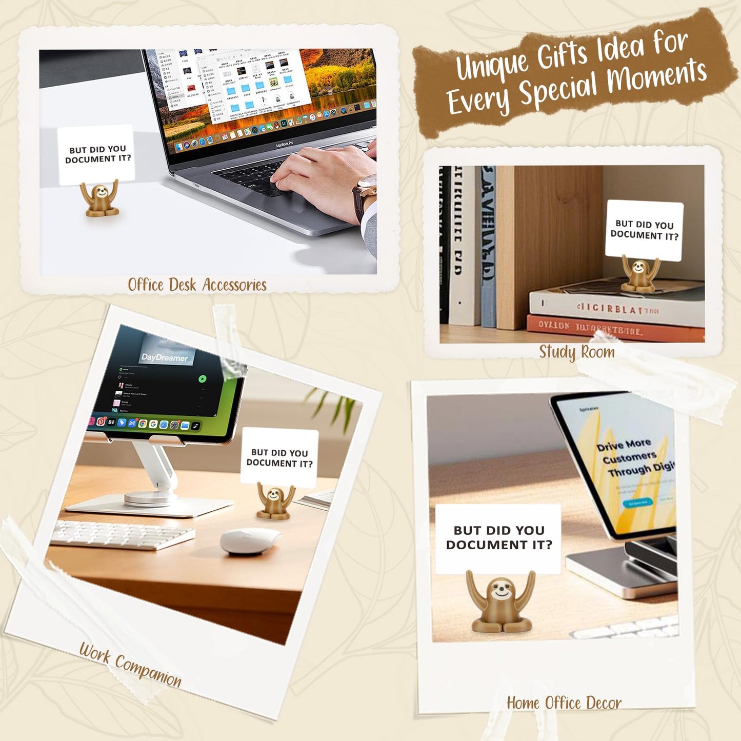 Gifts for Coworkers Women Men Funny Sloth Work Office Gifts for Employees Boss Manager Engineers Birthday Retirement Gift Farewell Going Away Boss's Day Christmas But Did You Document It Office Decor