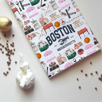 TSOTMO Lobster Gift Boston EST 1630 Massachusetts Kitchen Towel Massachusetts Travel Boston State Trip Gift for Travelers (Boston Towel)