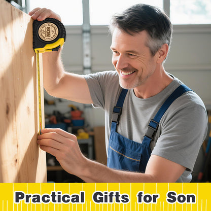 Son Gifts from Mom Dad, Birthday Gifts for Son, Gifts for Son, to My Son Birthday Graduation Wedding Gifts for Teens Adult Son in Law Bonus Step, Funny Engraved 10 FT Tape Measure Useful Tools