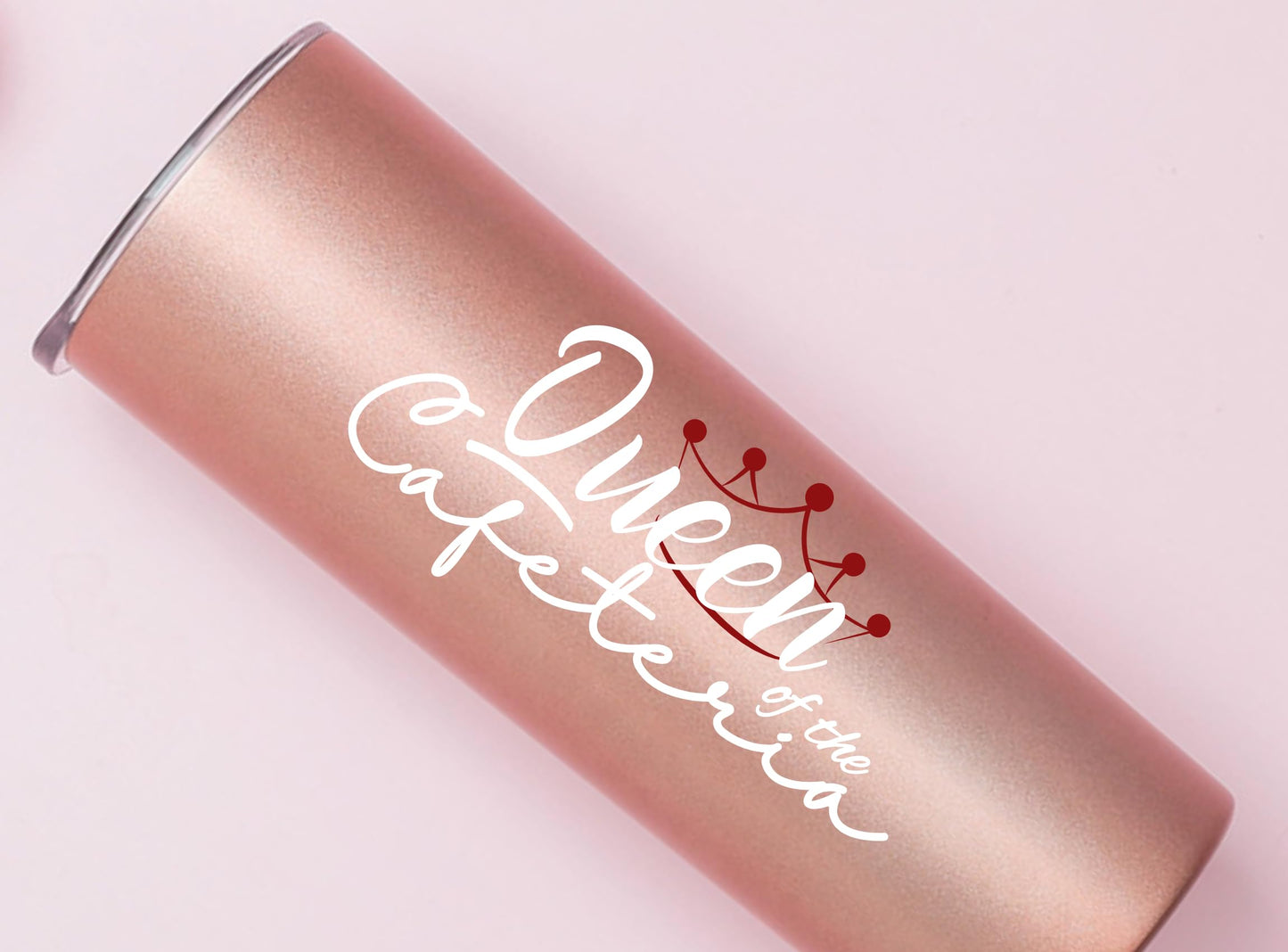Onebttl Lunch Lady Appreciation Gifts, 20oz Stainless Steel Insulated Skinny Tumbler, Lid & Straw Included, Rose Gold