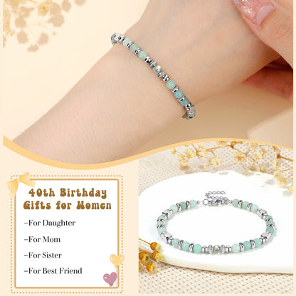 JoycuFF 𝗕𝗶𝗿𝘁𝗵𝗱𝗮𝘆 𝗚𝗶𝗳𝘁𝘀 𝗳𝗼𝗿 𝗪𝗼𝗺𝗲𝗻 Amazonite Moonstone Bracelet, Happy Birthday Present Love Protection Strength Confidence Meaningful Bracelets for Women