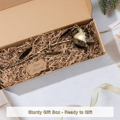 BESZONE Bronze Anniversary 8 Year Gifts - Metal Rose 8th Anniversary for Her Bronze Gift, Everlasting Rose for 8 Year Wedding Handcrafted for Wife Eternal Artwork