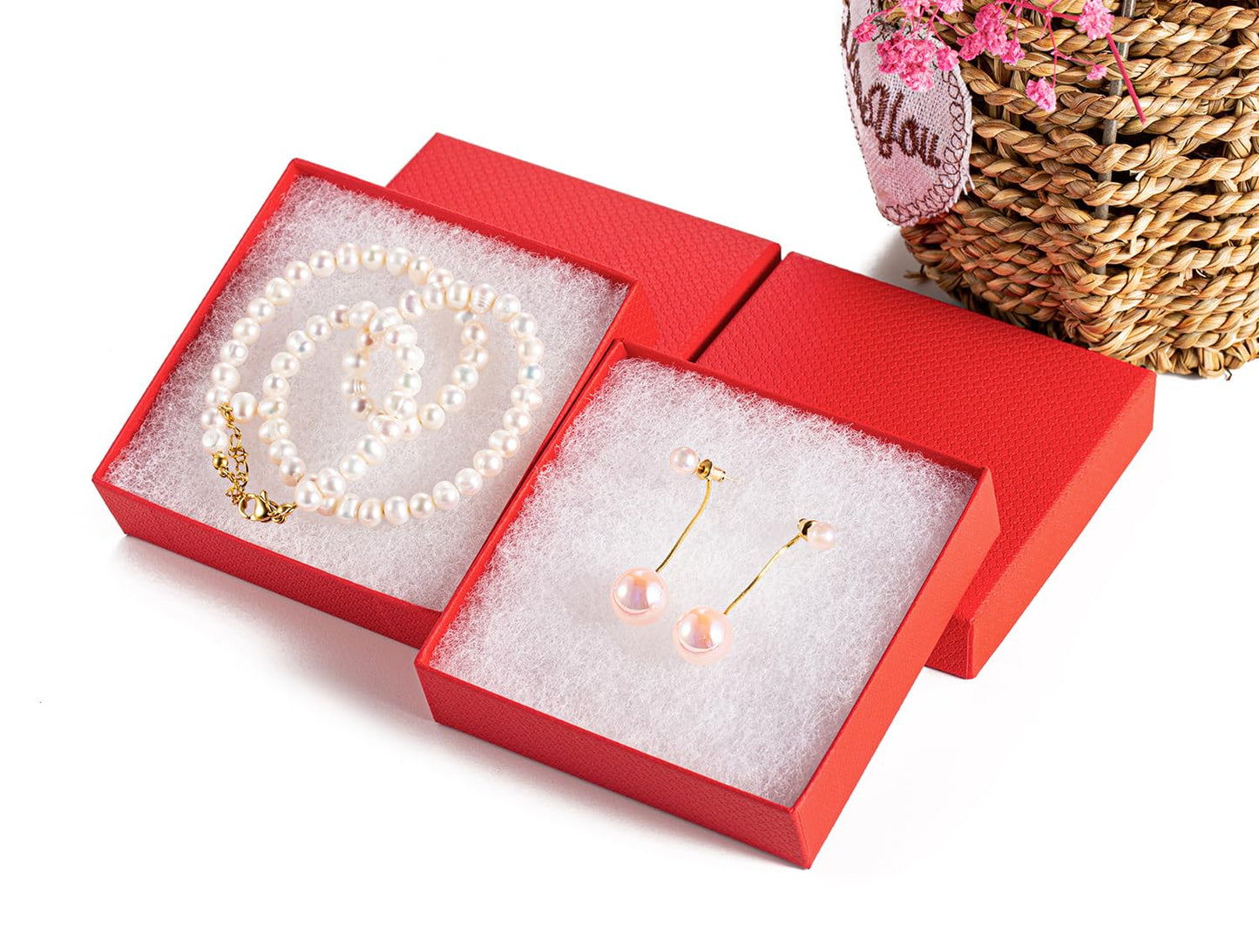 GEFTOL Jewelry Gift Boxes 20 Pack 3.5x3.5x1 Inch Cardboard Jewelry Boxes,Small Gift Boxes for Jewelry Earrings Necklaces Handmade Bangles Bracelets(Red)