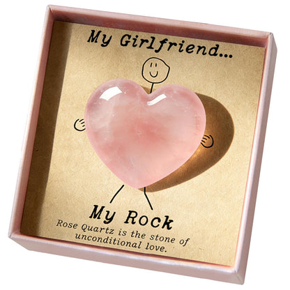 Gift for Girlfriend – My Rock Rose Quartz Heart Pocket Hug, Natural Crystal Love Stone Keepsake with Message Card & Gift Box, Love Gift from Boyfriend