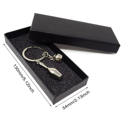 Honbay 1PCS Metal Cute Mini Bowling Ball Key Ring Chain with A Gift Box