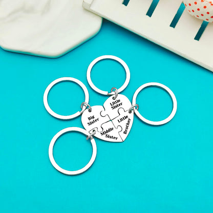 Xiahuyu Sister and Brother Gifts Keychain 4pcs for Big Middle Little Sister Little Brother Matching Keychain Set Christmas Birthday Gift Sibling Gifts for Sisters Brothers