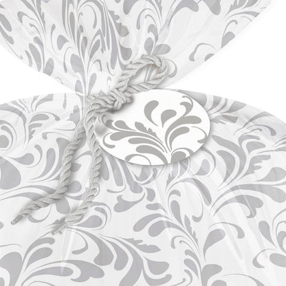 WRAPAHOLIC 56" Large Plastic Gift Bag - Silver Floral Jumbo Bike Bag Gift Wrap for Birthdays, Mother's Day, Wedding, Baby Shower, Parties, or Any Occasion - 56" H x 36" W