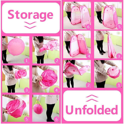 Crayline Pop Up Princess Tent with Star Light, Toys for 1 2 3 Year Old Girl Birthday Gift, Baby Girl Toys, Ball Pit for 12-18 Months Toddler Gift, Easy to Pop Up and Assemble(Pink)