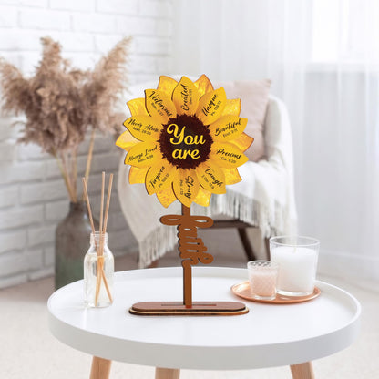 Christian Sunflower Gifts For Women, God Says You Are Sun Flower Mothers Day Gifts For Mom, Faith Based Teacher Appreciation, Spiritual Birthday Present For Coworker, Nurse, Unique Desk Decor Plaques
