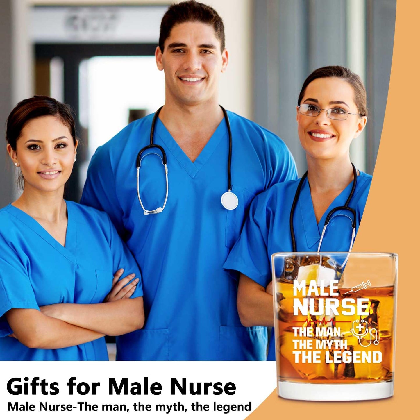 Futtumy 10Oz Male Nurse Whisky Glasses, Nurses Week Gifts for Men Male, Nurse Practitioner Nursing Student Gifts for Practitioner Graduate