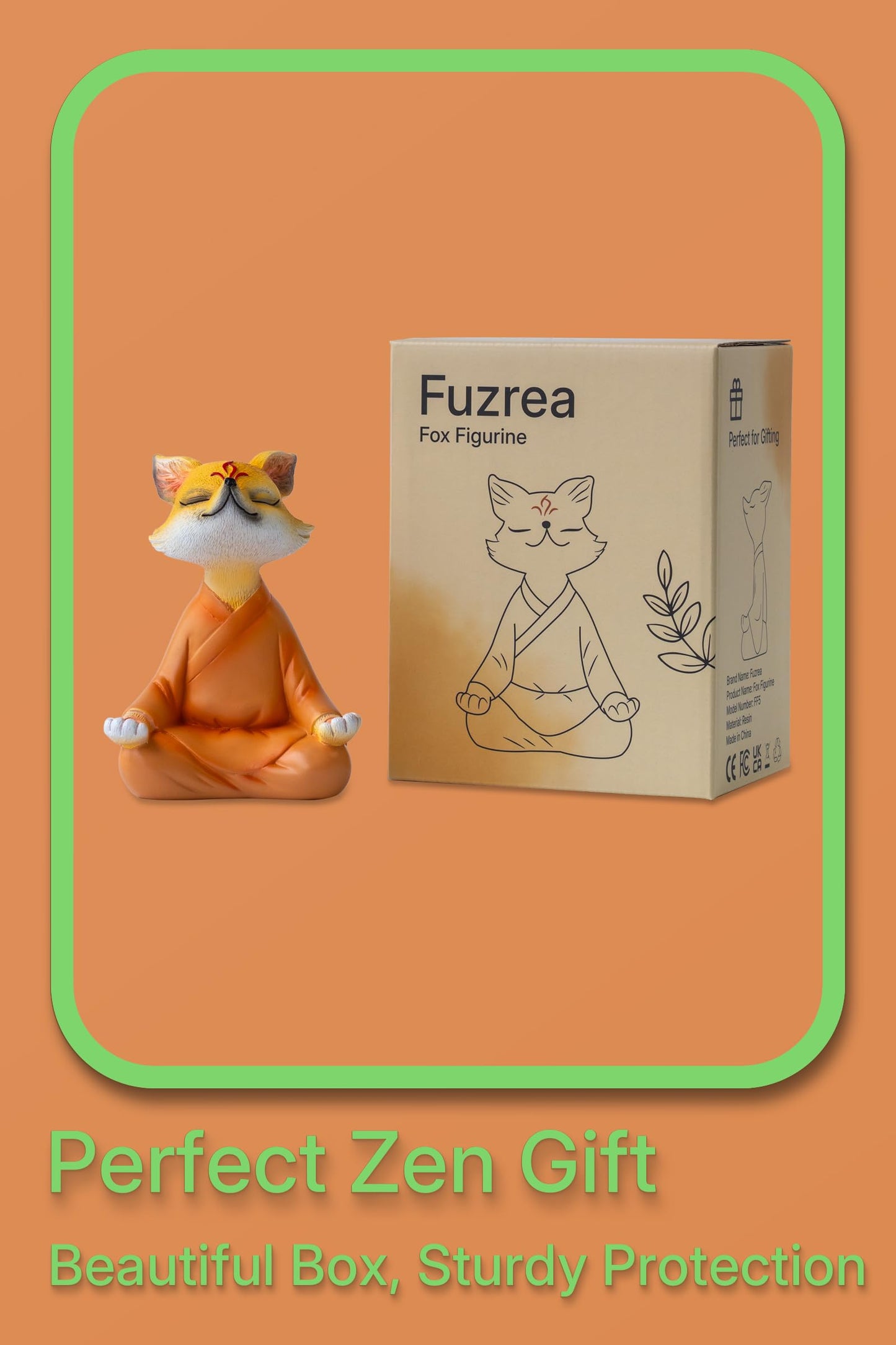 Zen Fox Figurine, Meditating Fox Buddha Statue for Home Decor, Living Room, Yoga & Meditation Accent, Shelf, Table, Desk Decor, Outdoor Garden Decor, Gifts for Women