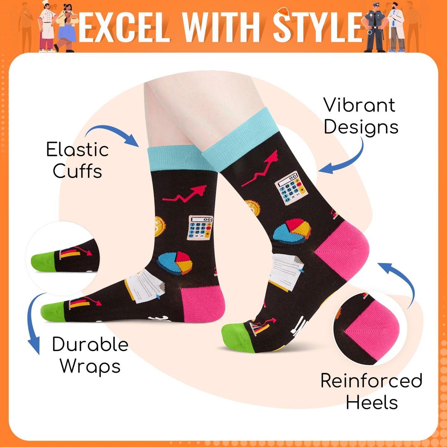 HAPPYPOP Funny Gifts for Men Women - Accountant Manager Cop Teacher Lawyer Socks