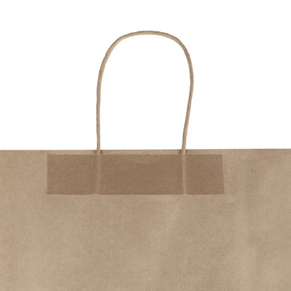 bagmad 100 Pack 8x4.75x10 Inch Medium Brown Paper Gift Bags with Handles Bulk, Thank You Kraft Paper Bags for Party Favors Grocery Retail Shopping Wedding Craft Sacks (Plain Natural, 100pcs Count)