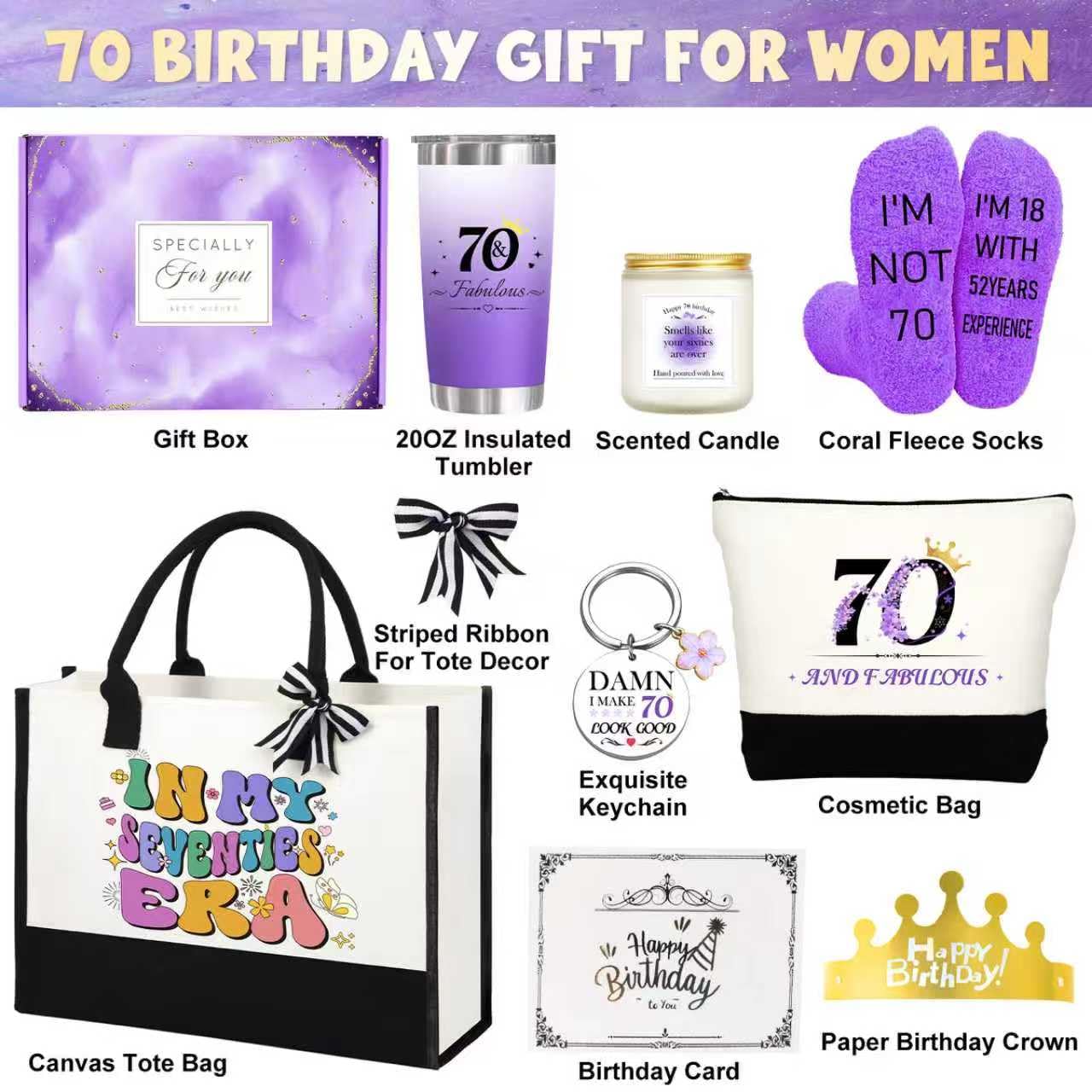 Birthday Gifts for Women, Birthday Gifts Basket for Her, Fabulous Canvas Tote Bag Set, Gift for Mom Sister Friend