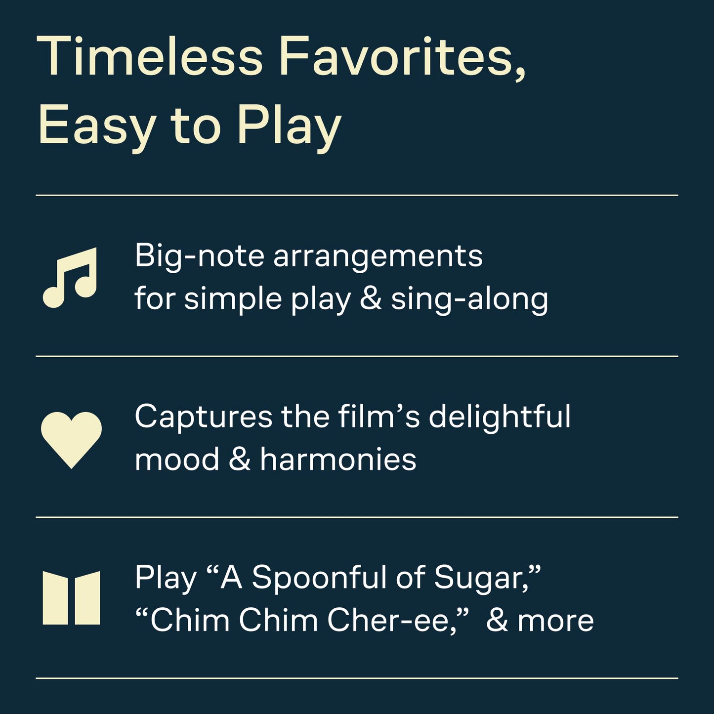Mary Poppins – Big Note Piano Songbook | 11 Classic Songs from the Disney Movie with Easy Arrangements and Lyrics | Hal Leonard Sheet Music for Beginners and Advanced Players