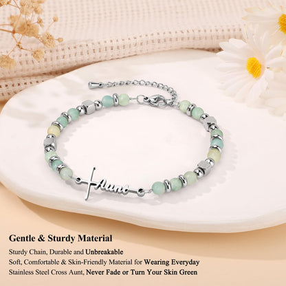 JoycuFF 𝗚𝗶𝗳𝘁𝘀 𝗳𝗼𝗿 𝗪𝗼𝗺𝗲𝗻 𝗙𝗮𝗶𝘁𝗵 𝗖𝗿𝗼𝘀𝘀 𝗕𝗿𝗮𝗰𝗲𝗹𝗲𝘁 Graduation Christmas Valentines Mothers Day Birthday Gifts for Women Her, Meaningful Amazonite Cross Bracelets for Women