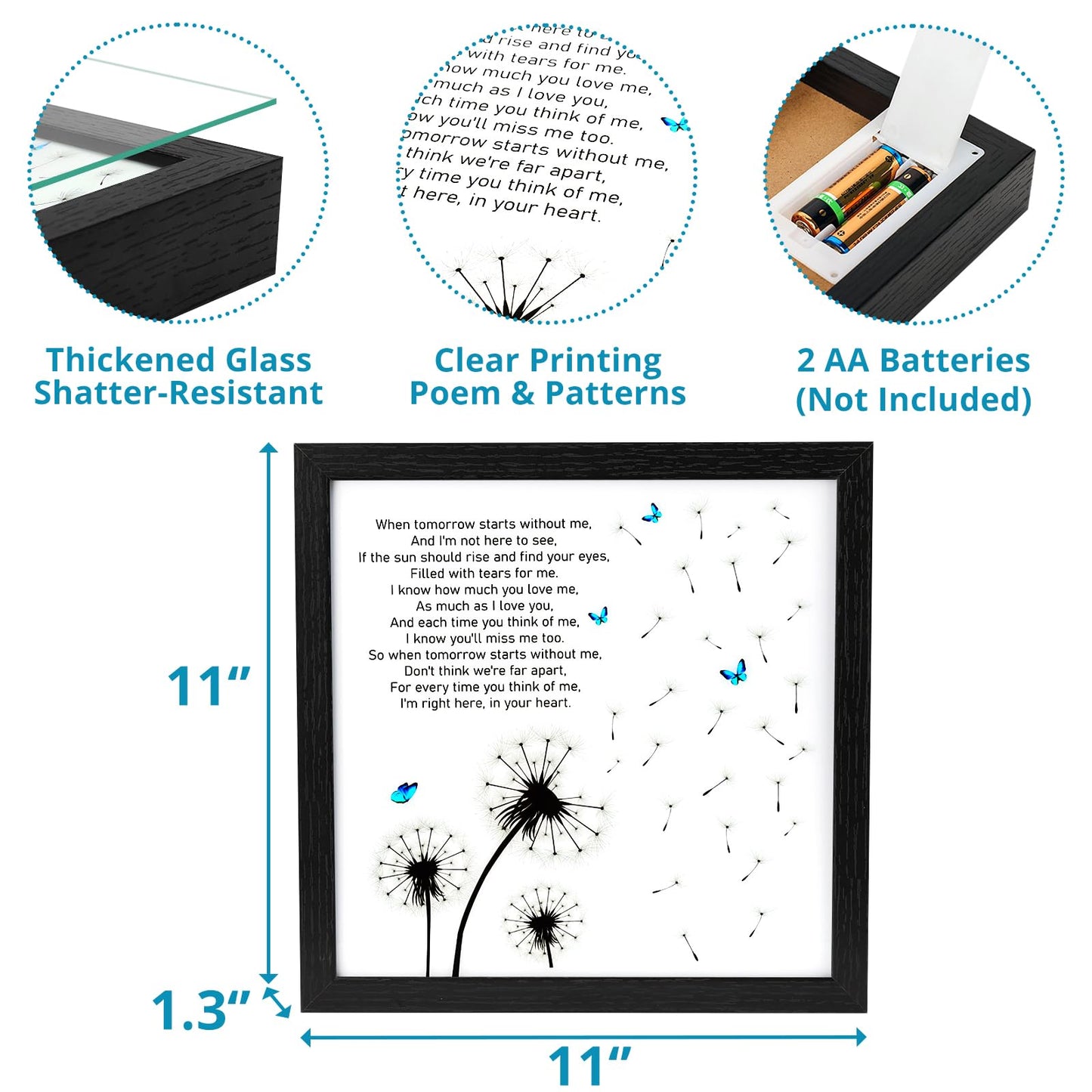 Memorial Gifts LED Shadow Box - Sympathy Gifts for Loss of Mother, Father & Loved Ones - Dandelion Decor