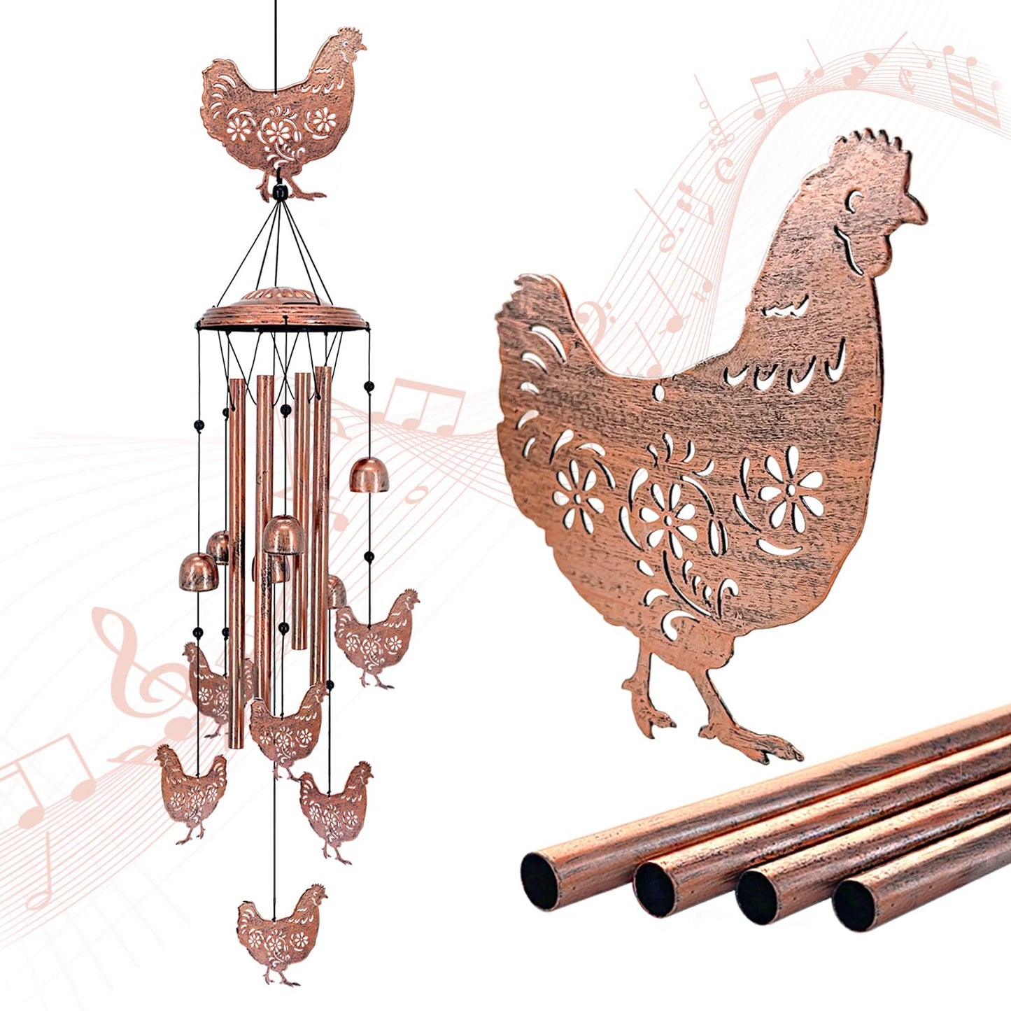 Chicken Wind Chimes for Outside,Chicken Gifts for Women/Men/Sympathy/Memorial Gifts/Birthday Festival Metal windchimes Outdoors/Indoors,Patio,Garden Decor,Home,Yard