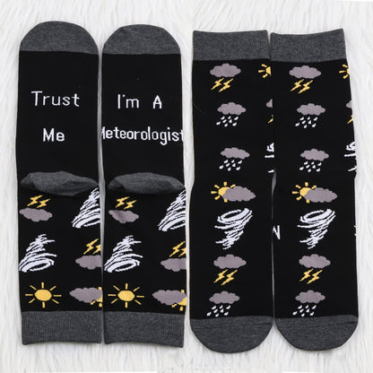MBMSO Funny Meteorology Gifts 2 Pairs Trust Me I'm a Meteorologist Socks Gifts for Weather Lover Socks Future Weatherman Gift