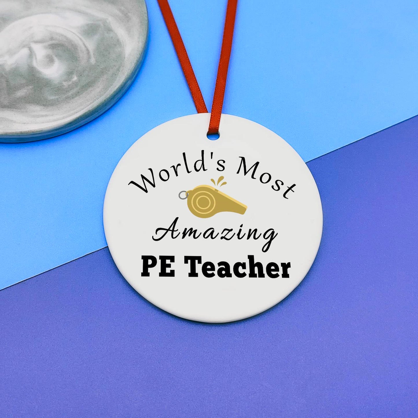 Physical Education Teacher Gift Ceramic Ornament Appreciation Gifts for PE Christmas Ornament Teacher Gifts from Student Retirement Present for Teachers Thank You Gift PE Teachers Birthday Present