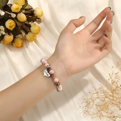 MIXJOY Inspirational Gifts for Women, Heart Charm Pink Elastic Beads Bracelet, Positive Affirmations Get Well Soon Gifts