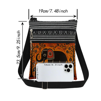 Elephant Print Women Crossbody Bag Wildlife with Plant Adjustable Shoulder Strap Messenger Bag Men Travel Crossbody Purse Unique Birthday Present Elephant Gift for Adult