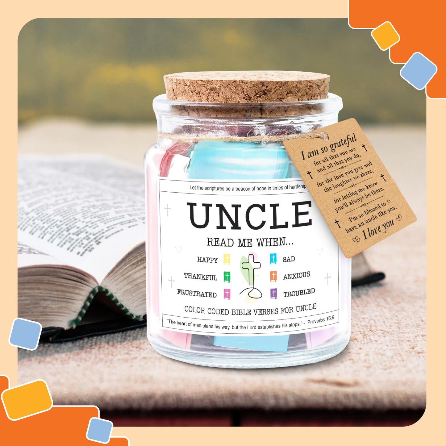 NewEleven Fathers Day Gift For Uncle - Birthday Gifts For Uncle, Funcle - Meaningful Present, Inspirational Gift For Uncles From Newphew, Niece, Kids - Bible Verse Jar